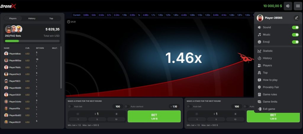 Funciones de bonificación en DroneX